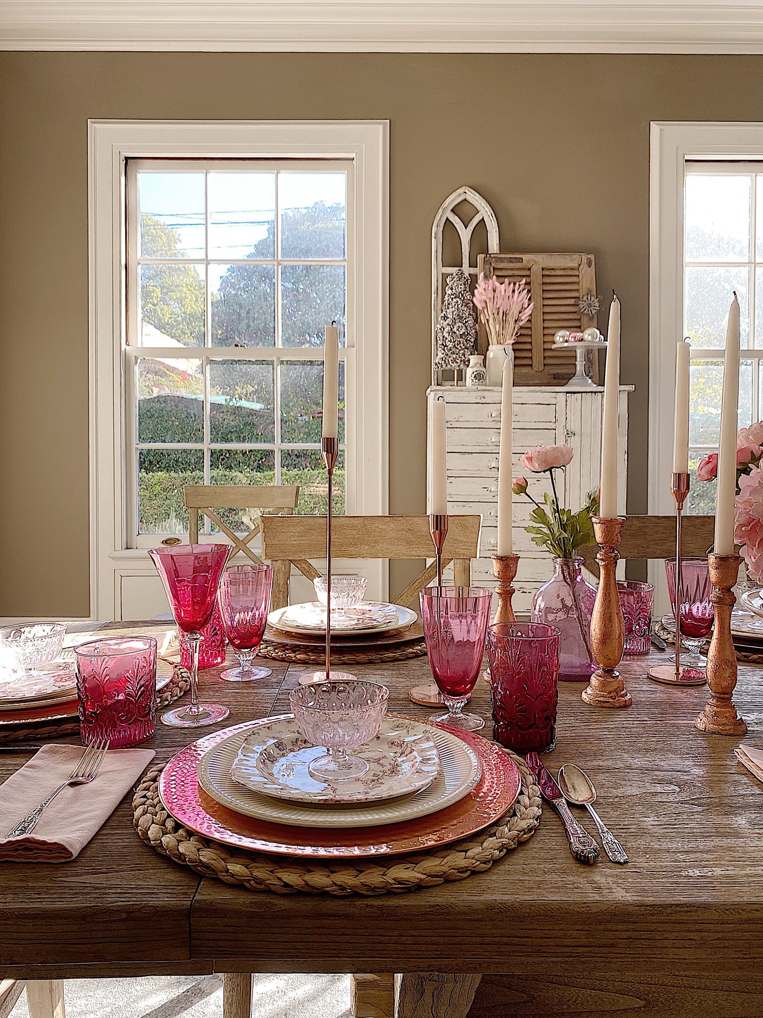 Beautiful Cranberry Glass Dining Room Table