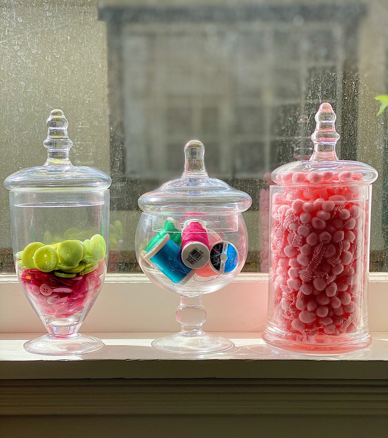 Apothecary Glass Jars in the Craft Room