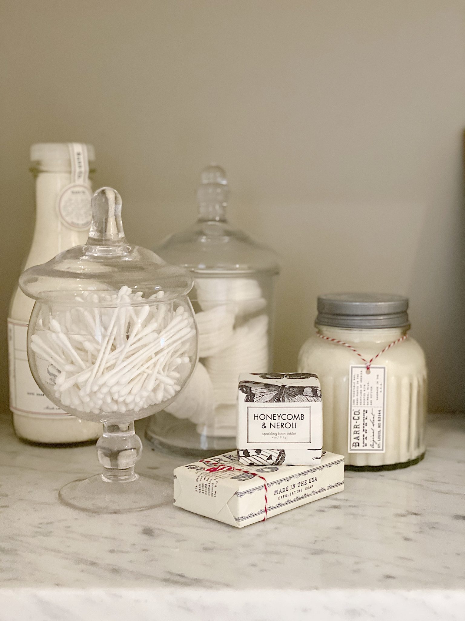 Apothecary Glass Jars in the Bath Room