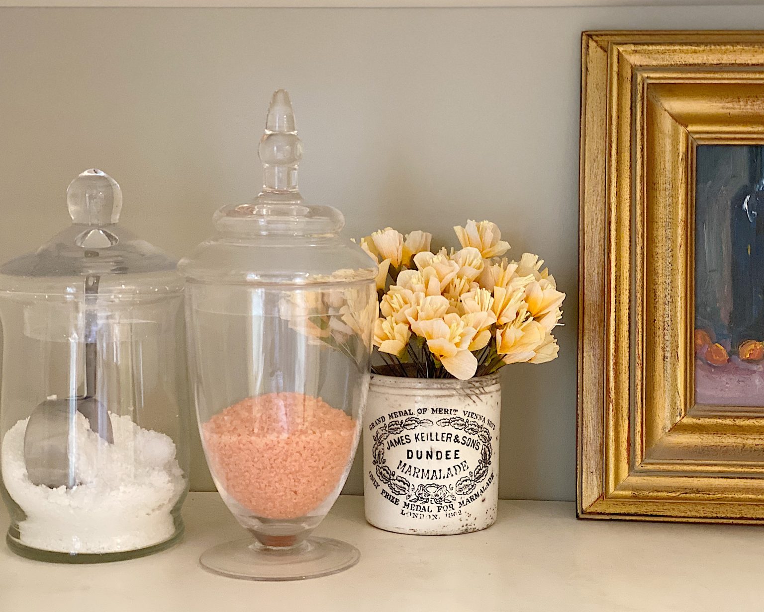 Apothecary Glass Jars in the Bath Room