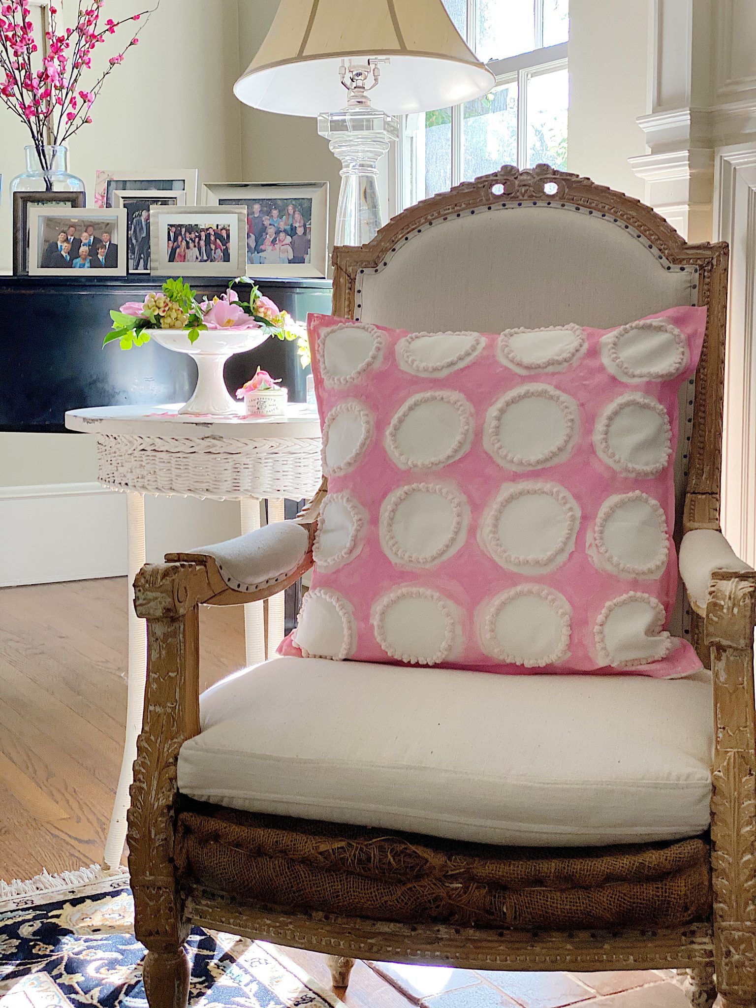Pink Embroidered Pillow