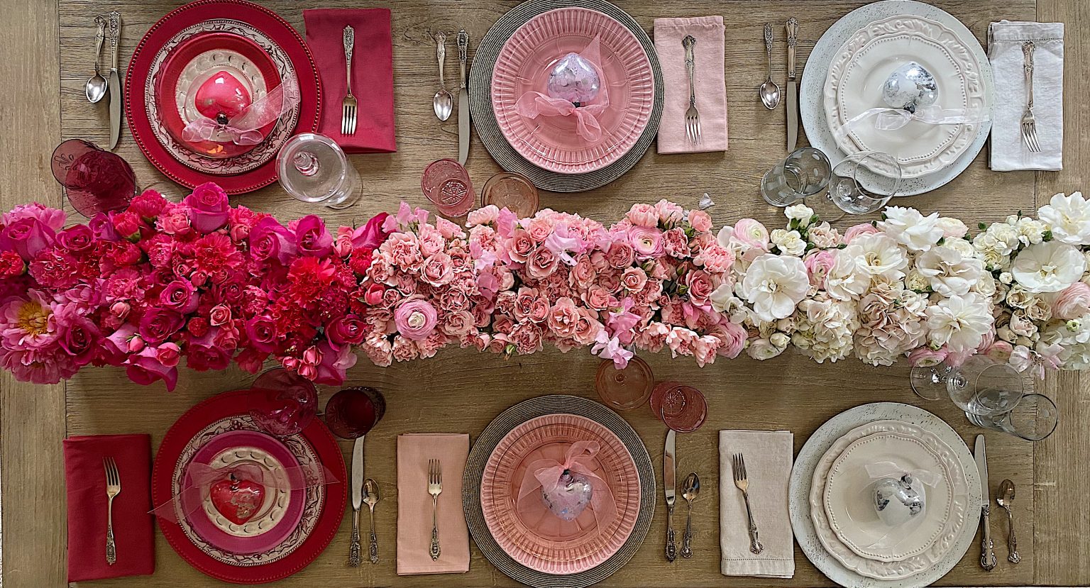 Valentine's Day Table Decorations Flatlay