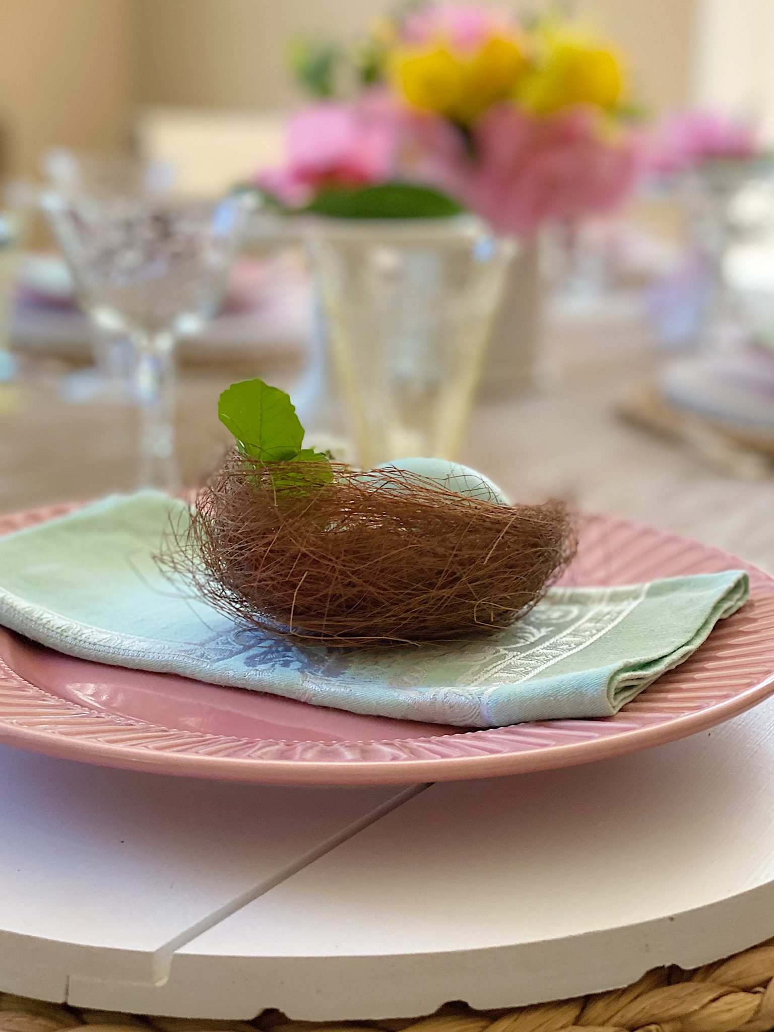 Egg Nests on the Plates for Easter Dinner