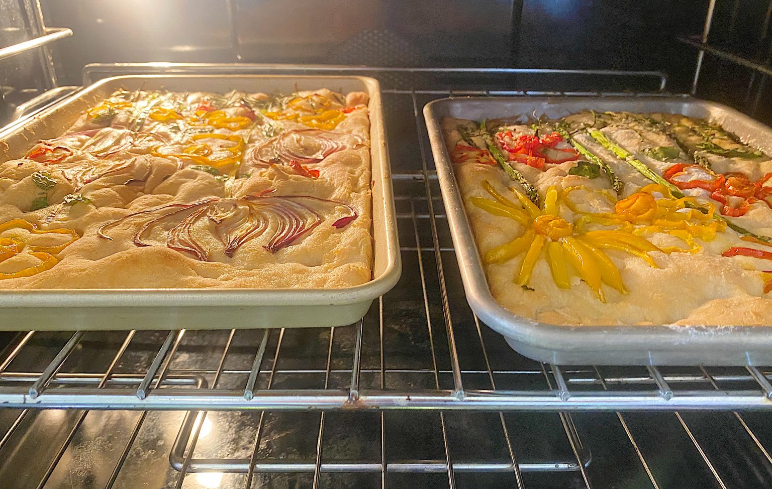 Focaccia Bread Baking in the Oven