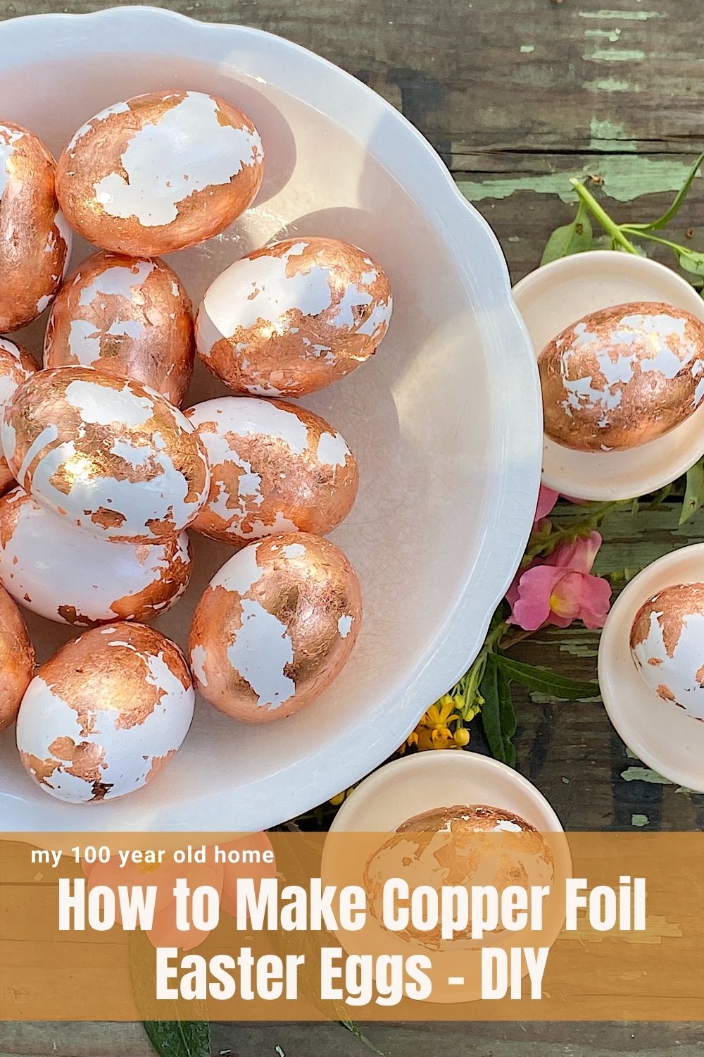 Easter is around the corner and I am sharing one of my favorite ideas for Easter eggs. I loved making these copper foil Easter eggs DIY.