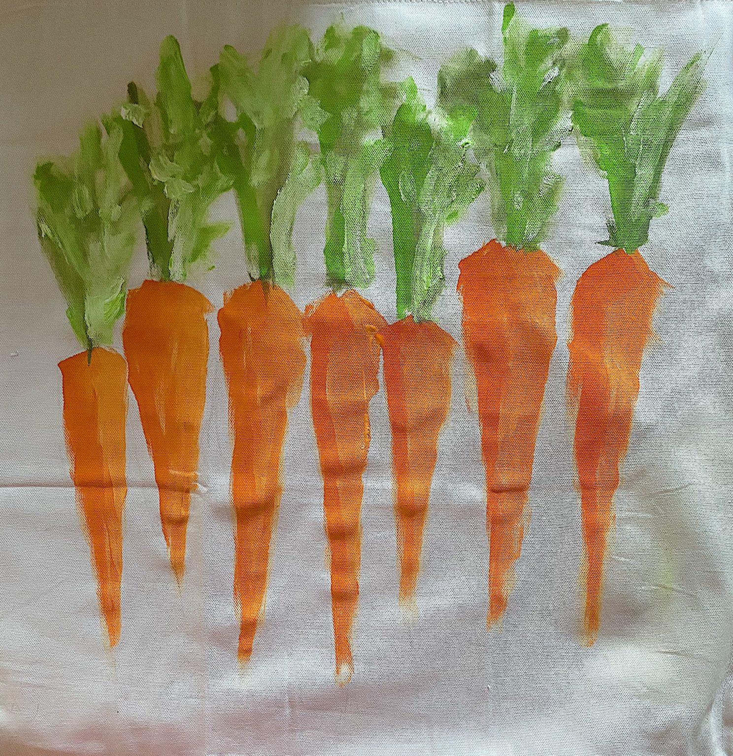 Painting Green Stems on the Pillow
