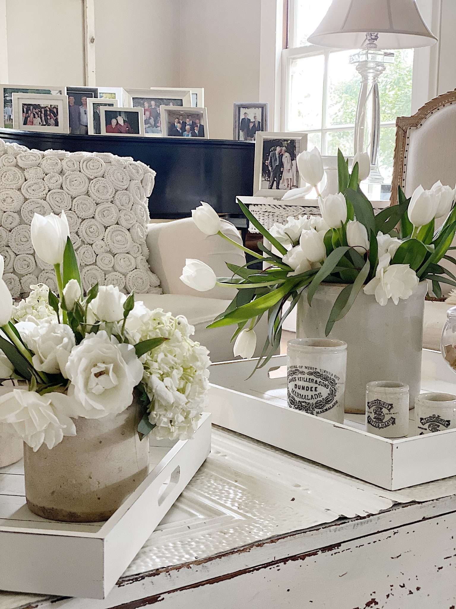 Decorative Serving Trays on the Living Room Coffee Table