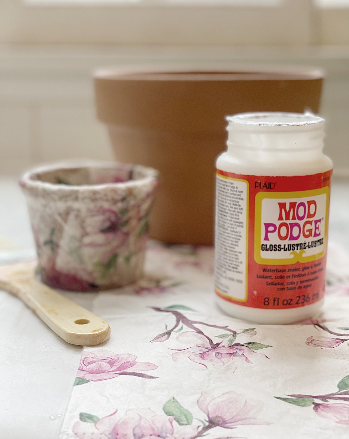 How to Decoupage Terra Cotta Pots MY 100 YEAR OLD HOME