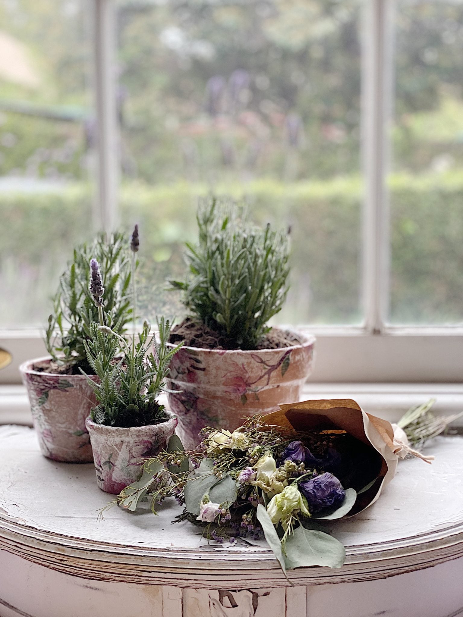 Decoupage Terra Cotta Pots with Lavender