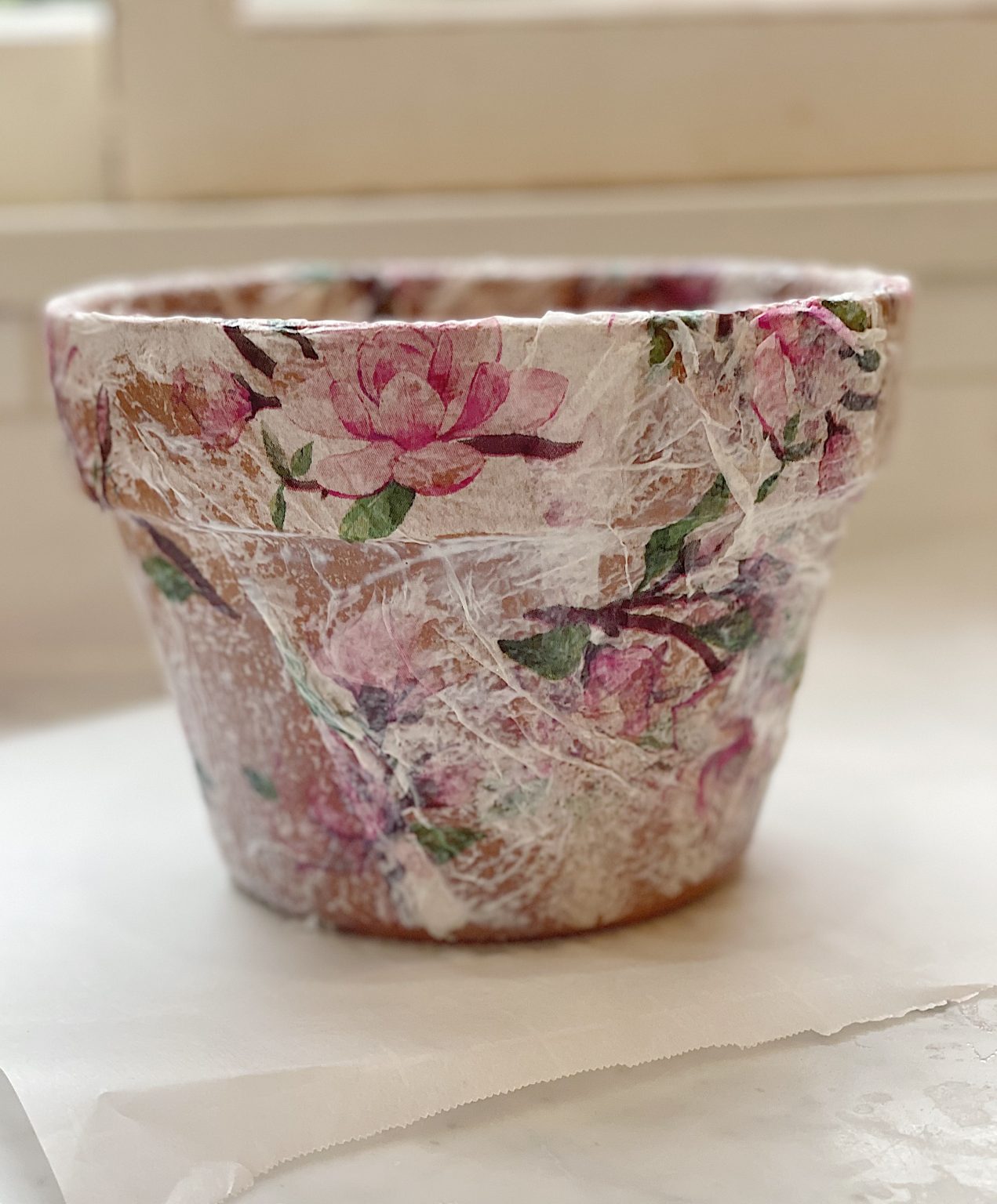 How to Decoupage Terra Cotta Pots DIY