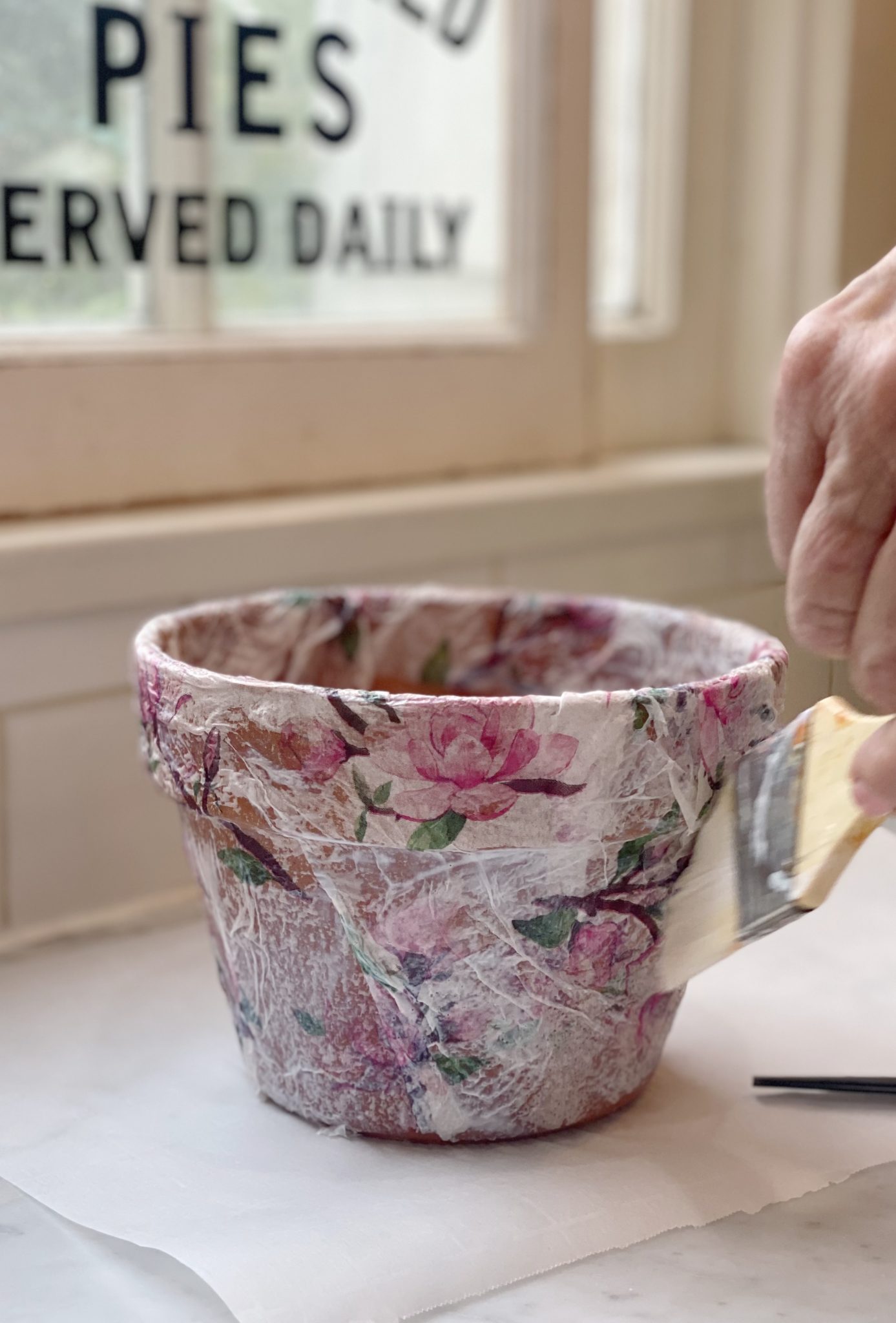 How to Decoupage Terra Cotta Pots DIY