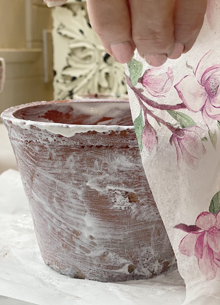 How to Decoupage Terra Cotta Pots with Napkins