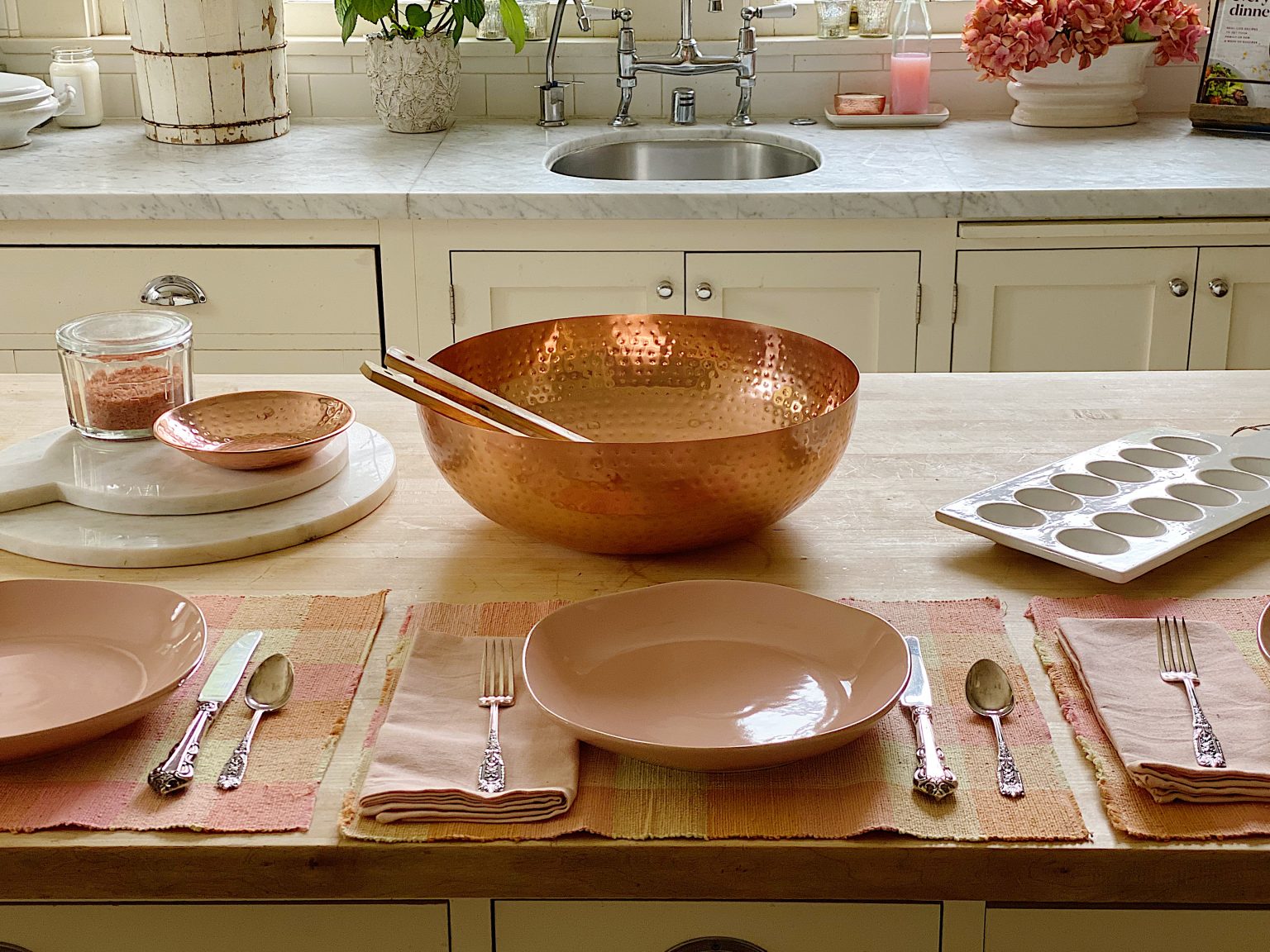 Pink Dinnerware and Copper