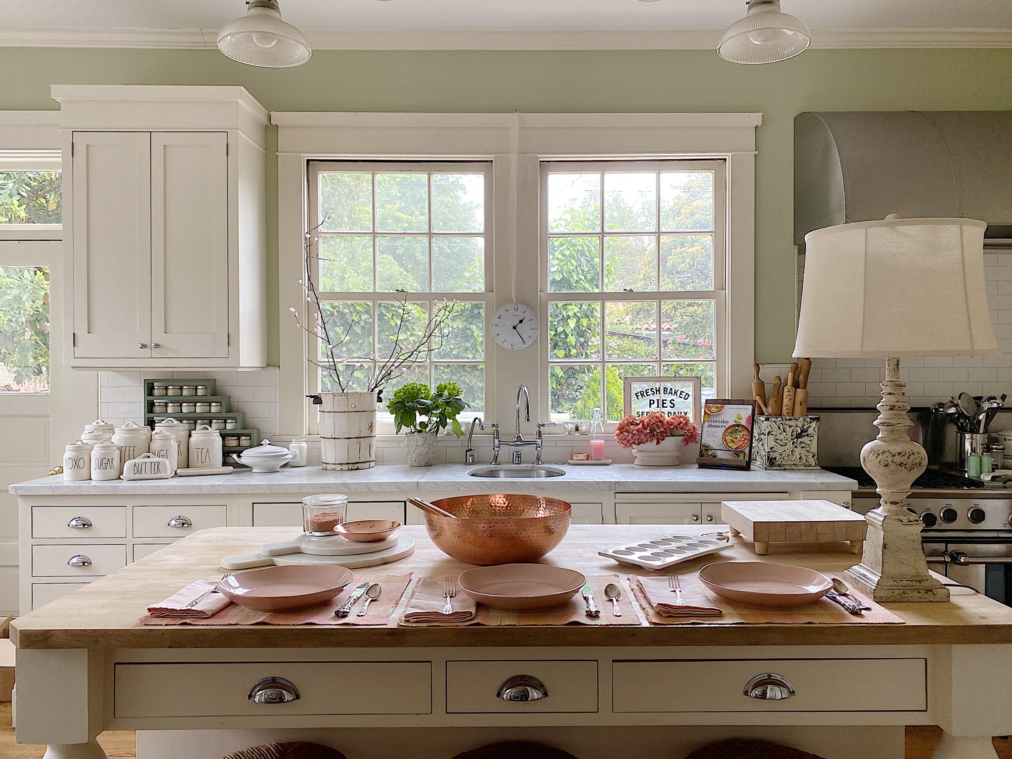 My Favorite Pink Dinnerware in the Kitchen - MY 100 YEAR OLD HOME