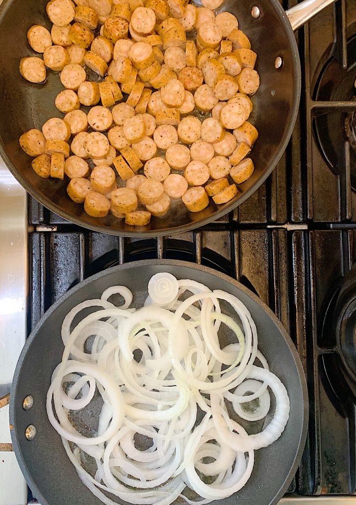 Cooking Onions and Sausage