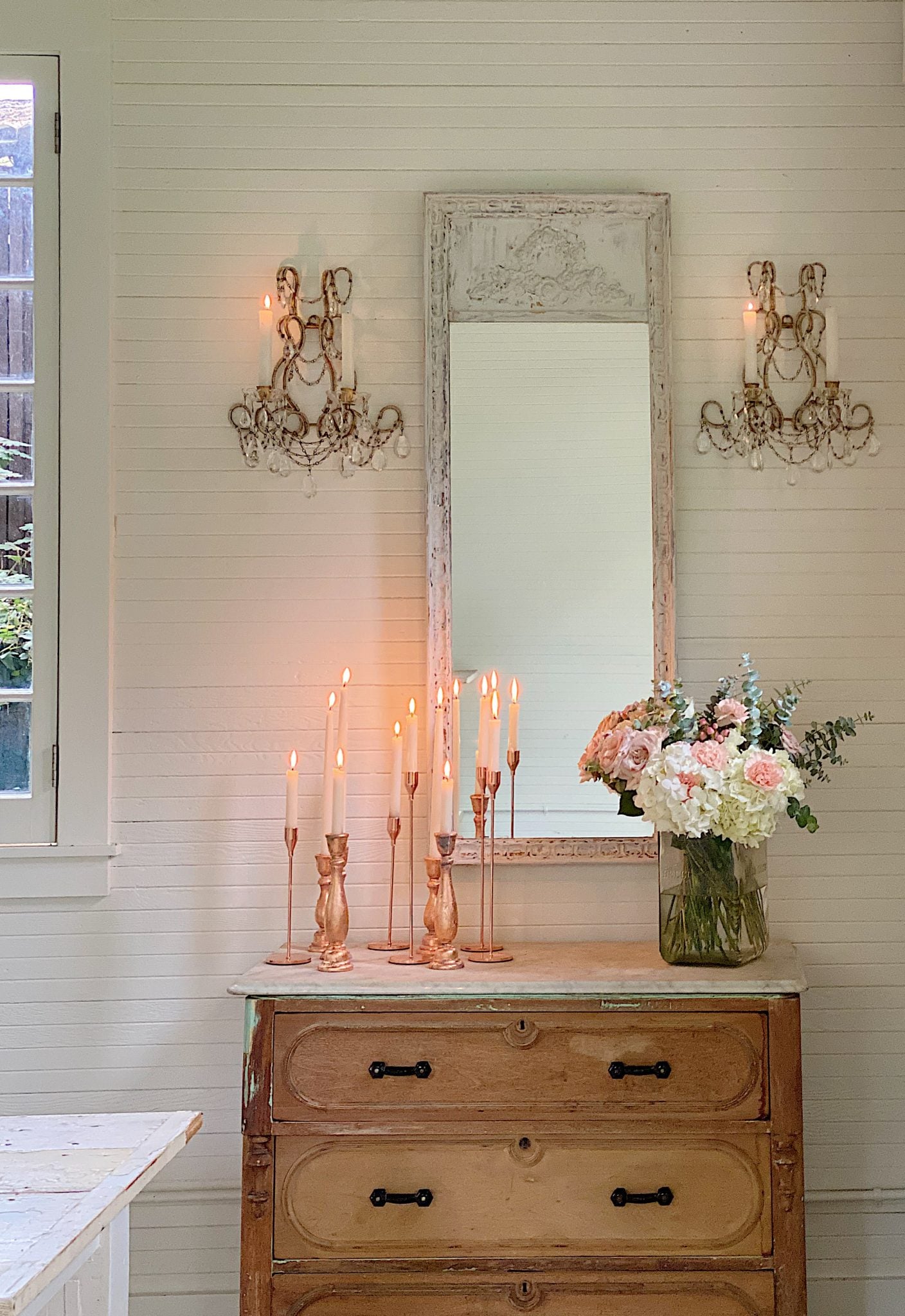DIY Mirror Lit by Candlelight