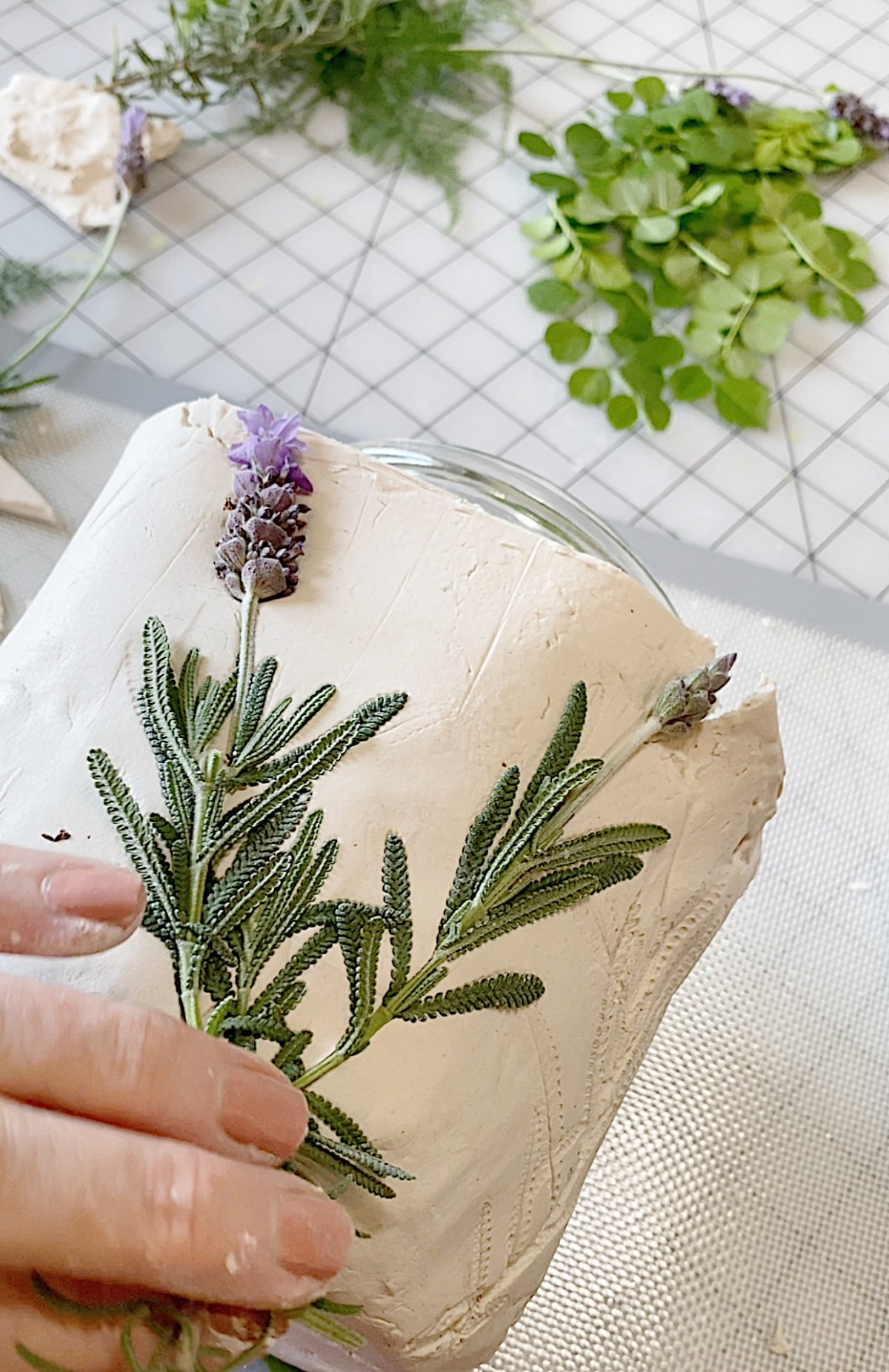 Lavender Highlights on the Paper clay Pot