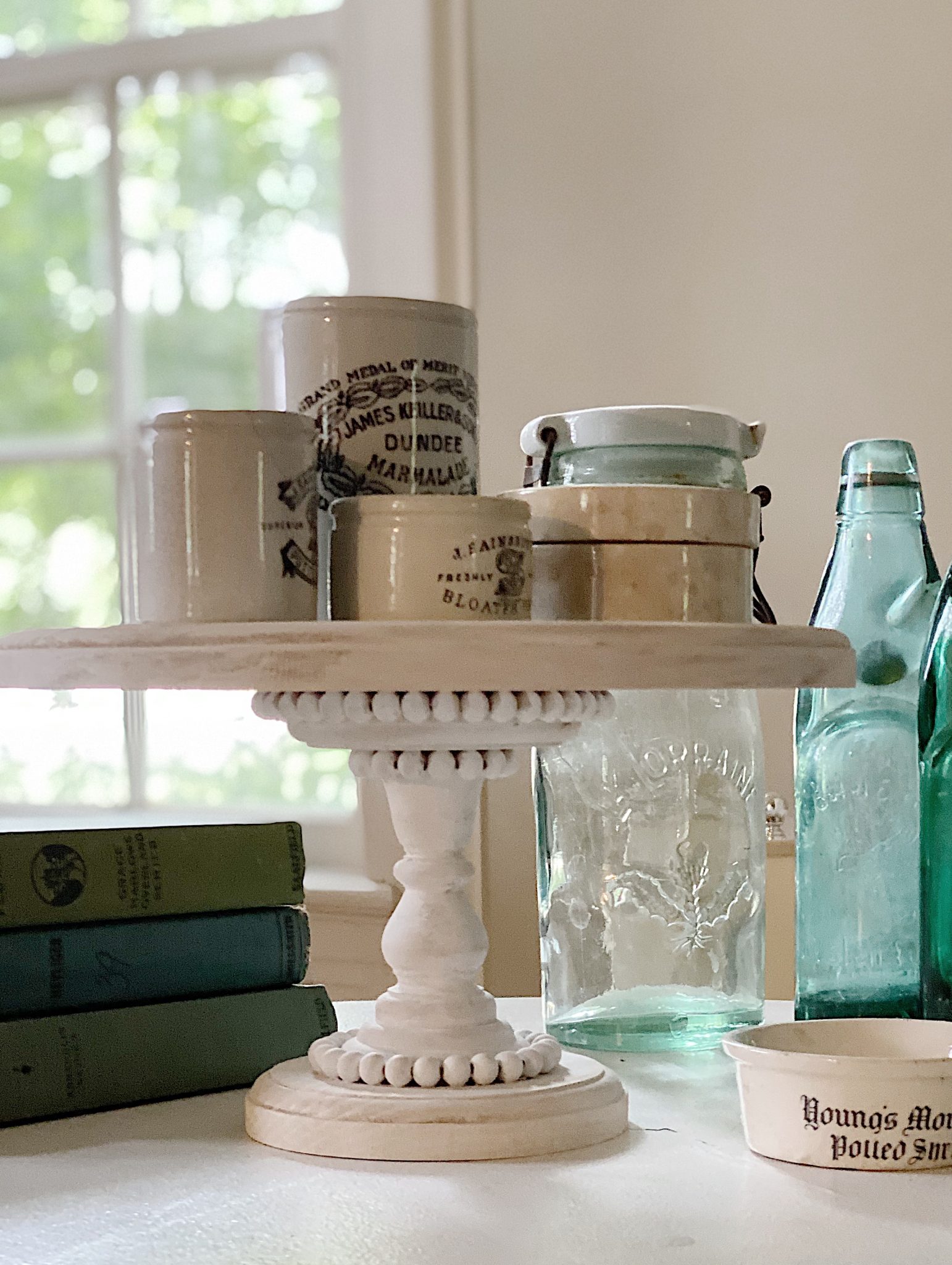 Wood Cake Stand with English Pots