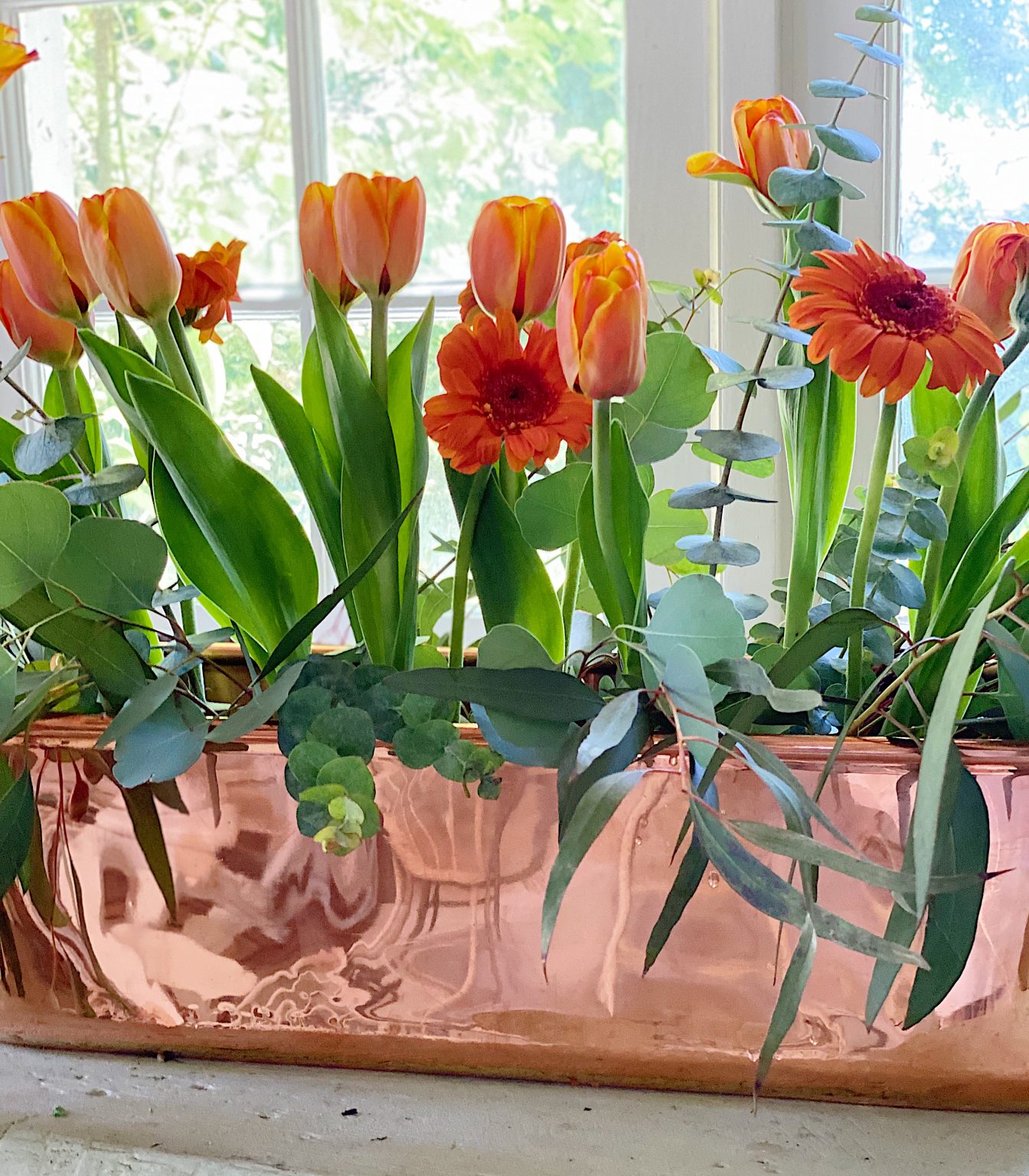 Adding the Tulips and Gerbers