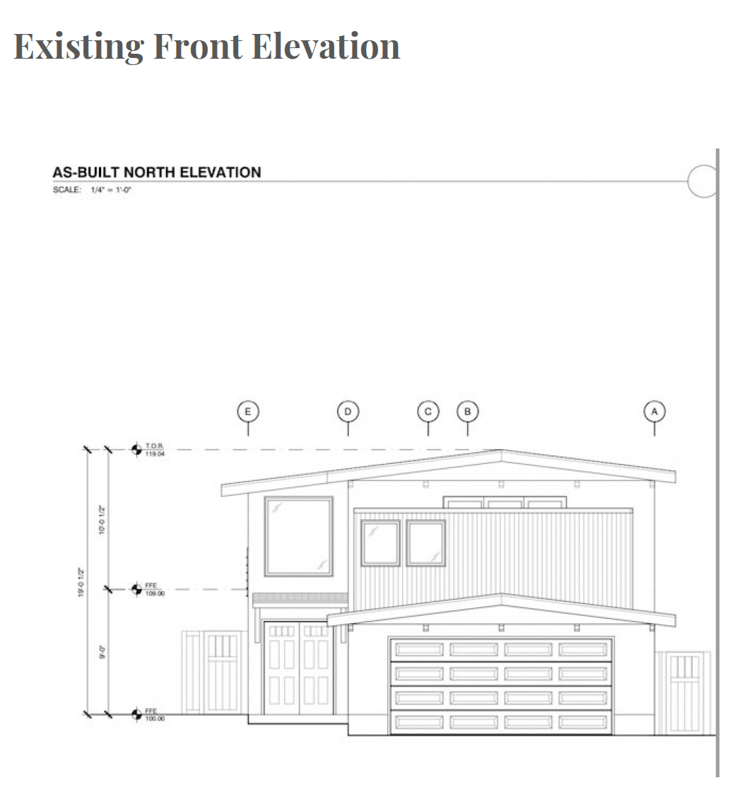 Beach House Renovations Existing elevation