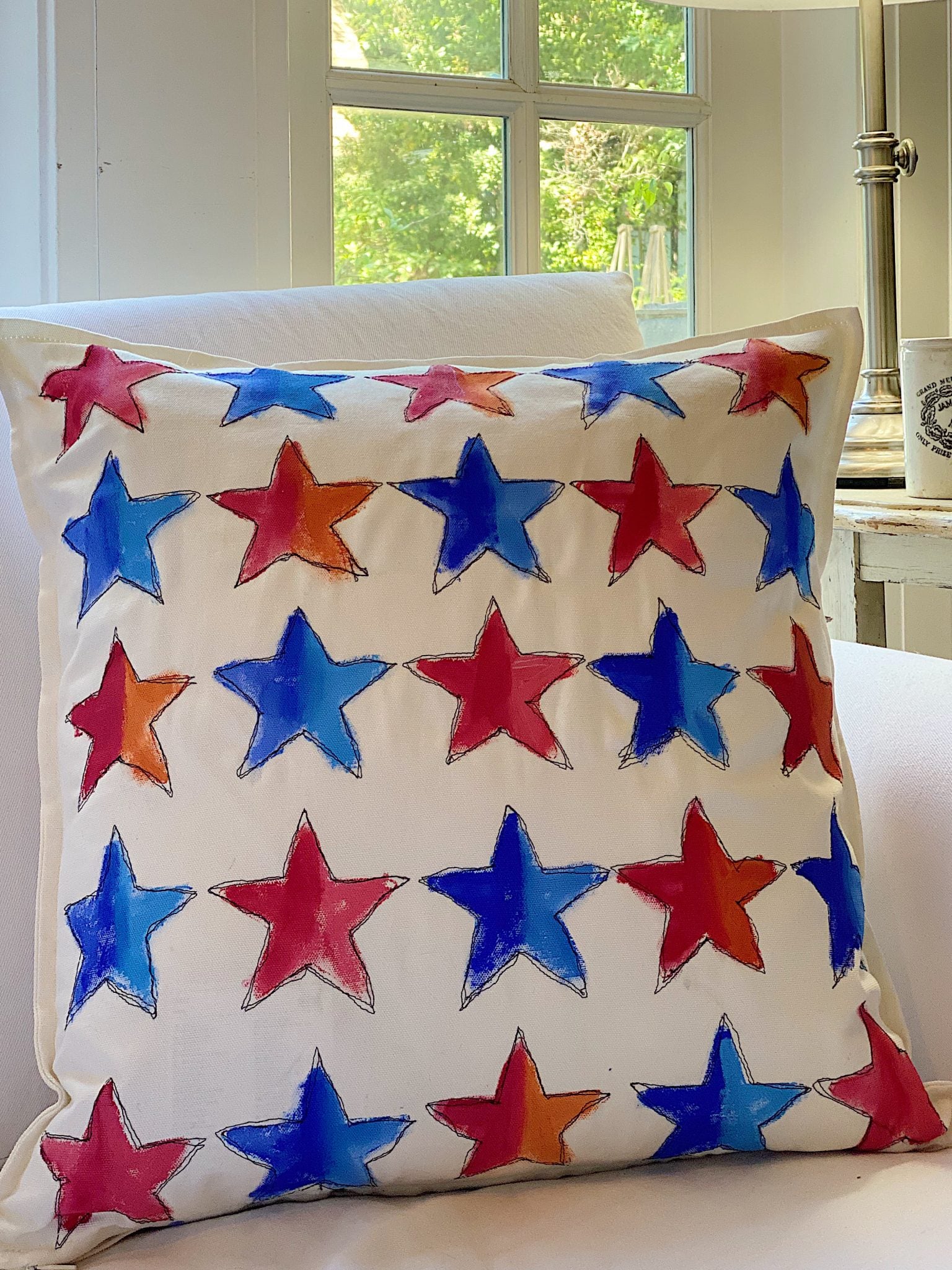 Free Motion Embroidery 4th of July Pillow
