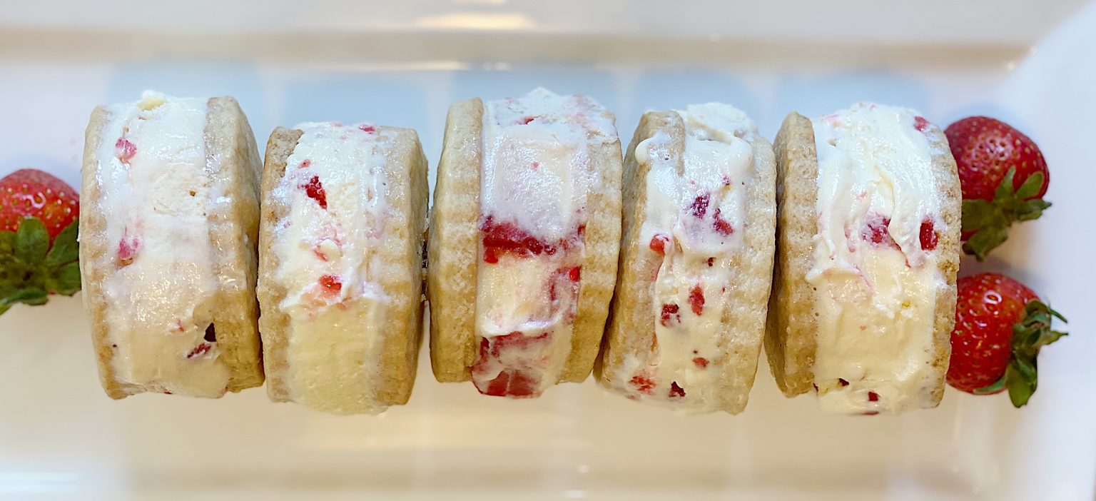 Make Strawberry Shortcake Ice Cream Sandwiches