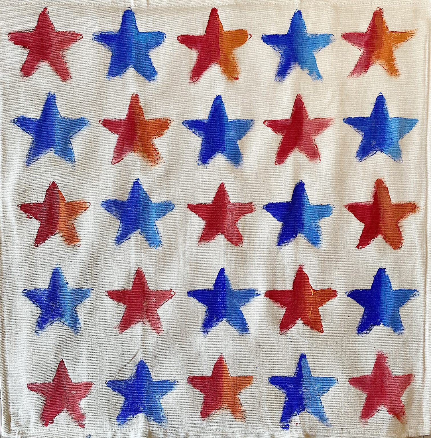 Painted Stars on a Pillow