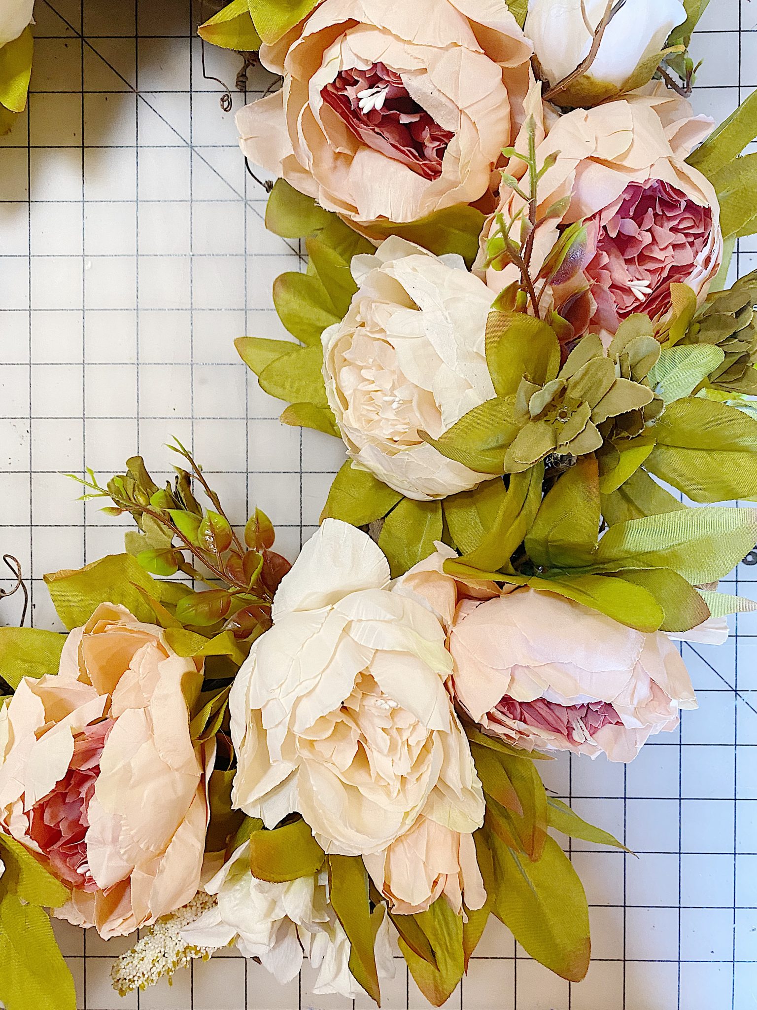 Peonies on a Floral Wreath