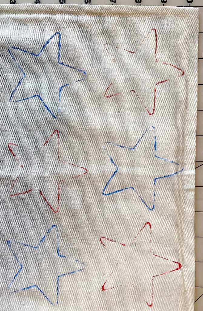 Stamped Patriotic Stars for 4th of July Pillow