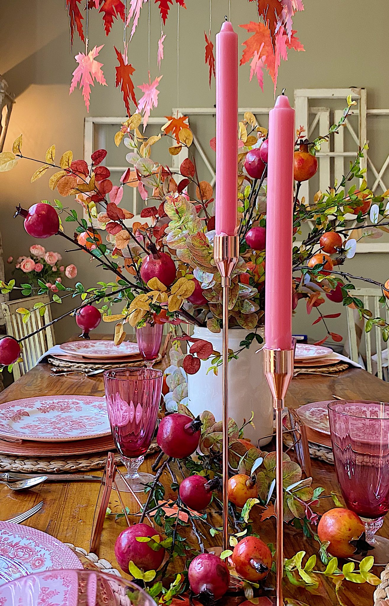Cranberry Glass Fall Table