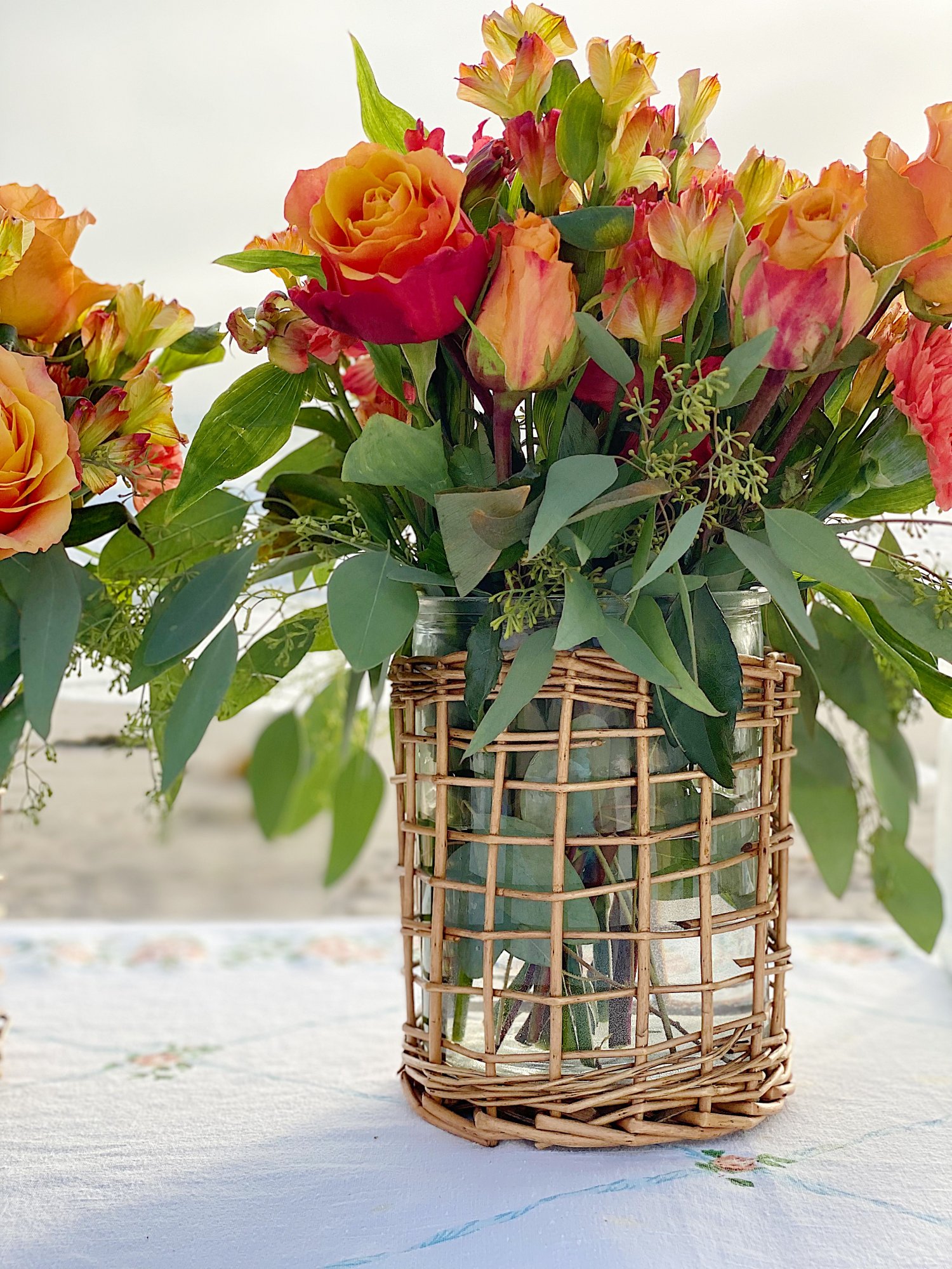 Summer Beach Dinner Flowers on the Table