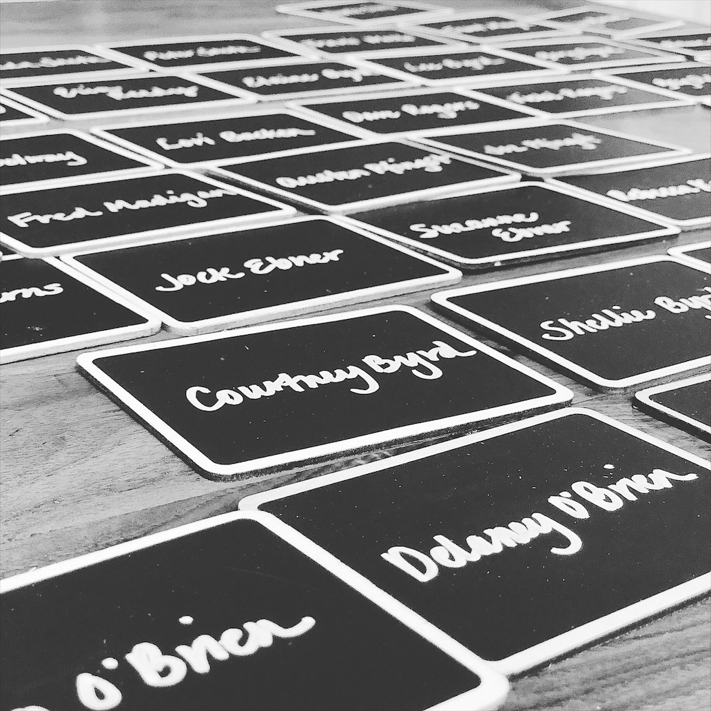 The Final Creative Place Cards of the Engagement Party