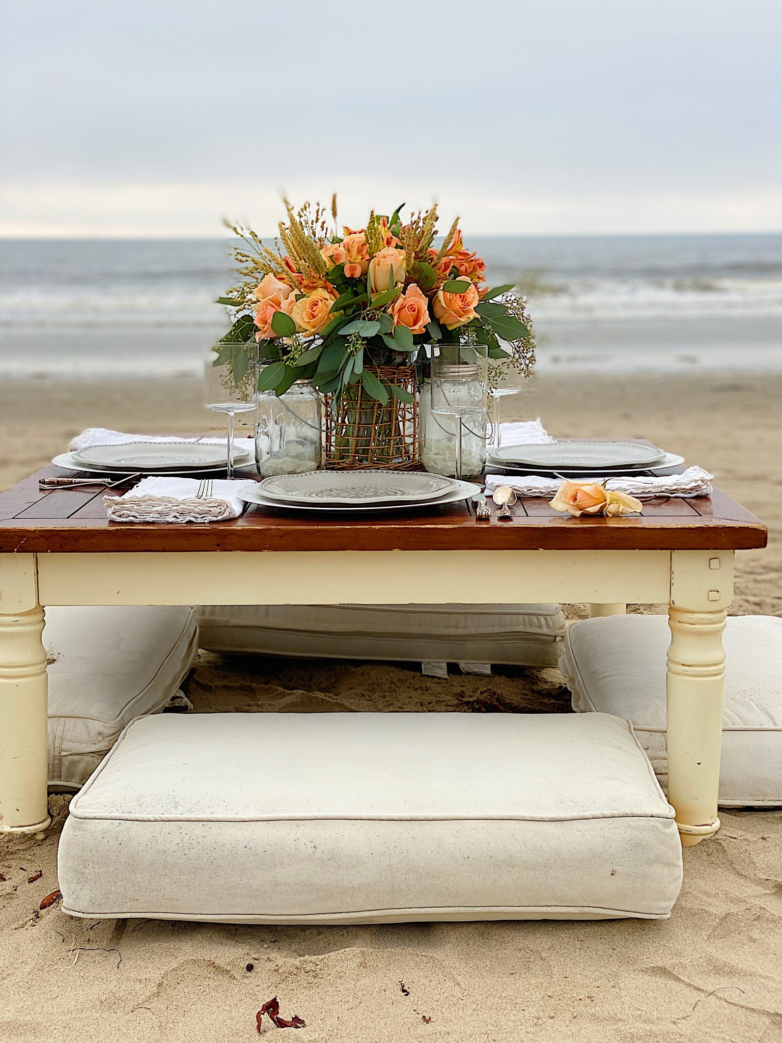 Dinner on the Beach on a Cloudy Day
