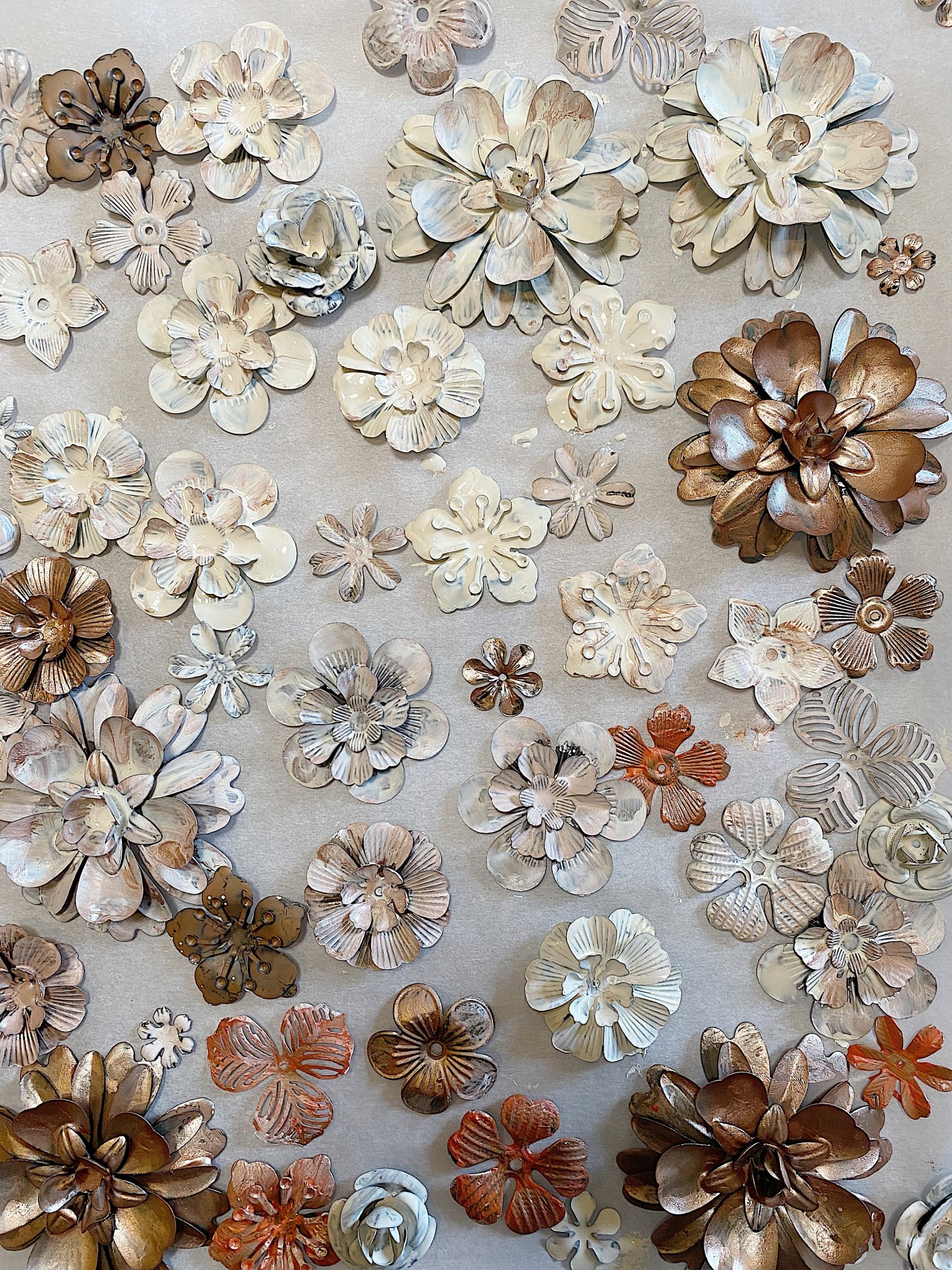 Fall Metal and Leaf Wreath DIY Painted Flowers