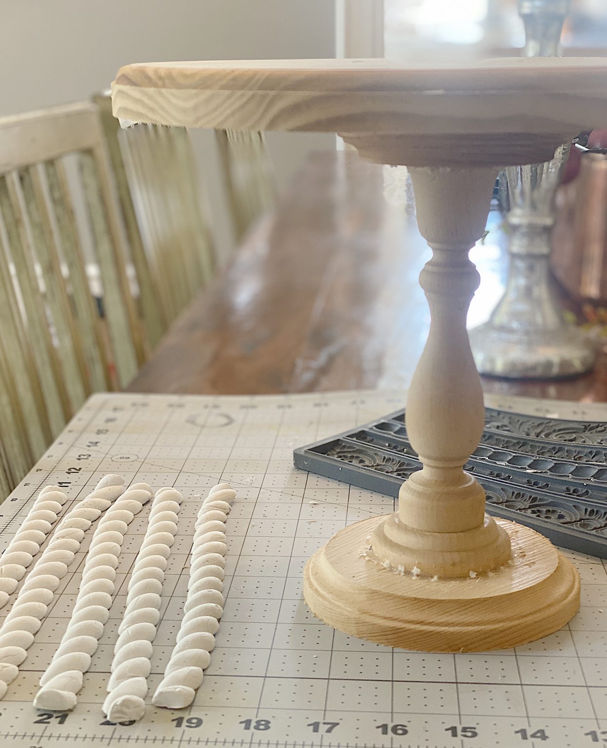 Fall Wood Cake Stand with Clay DIY