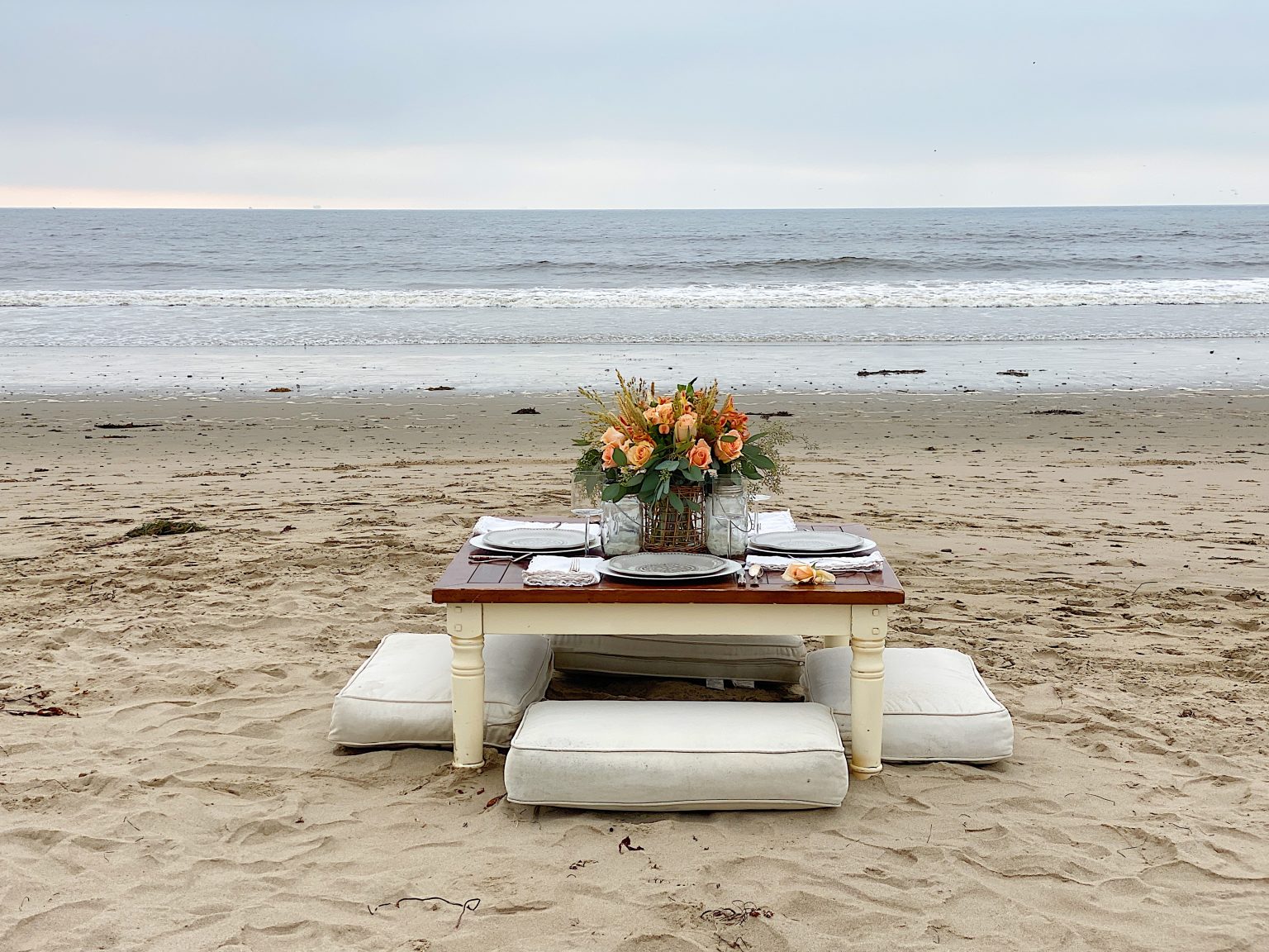 Setting up Dinner on the Beach