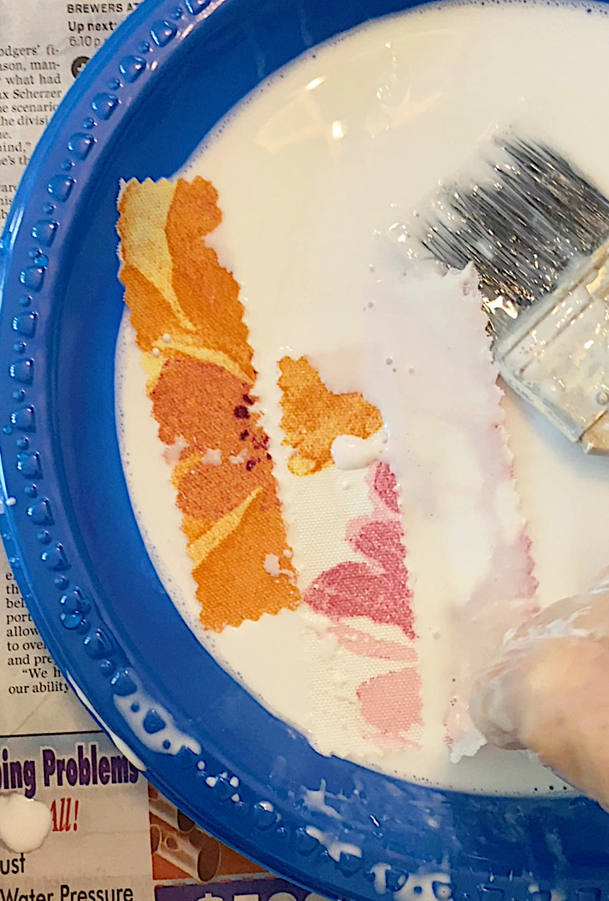 Adding Glue to the fabric Cinderella Pumpkin