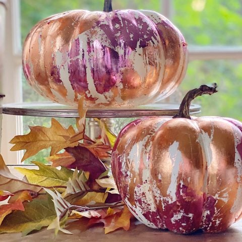 Copper and Pink Metal Leaf Fall Pumpkins