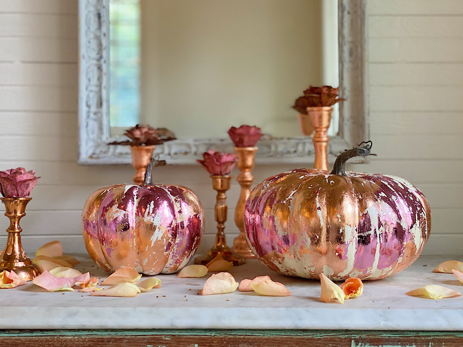 DIY Fall Pumpkin with Metal Leaf