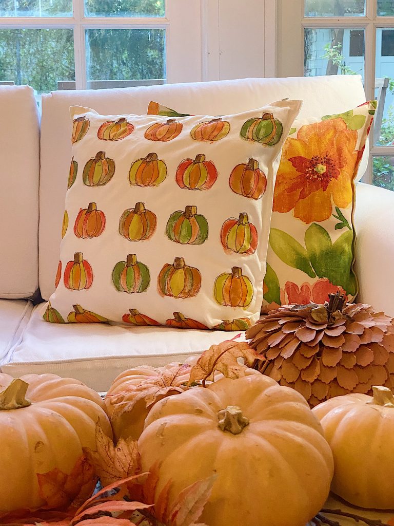 Fall Pumpkin Decor and Pumpkin Pillow