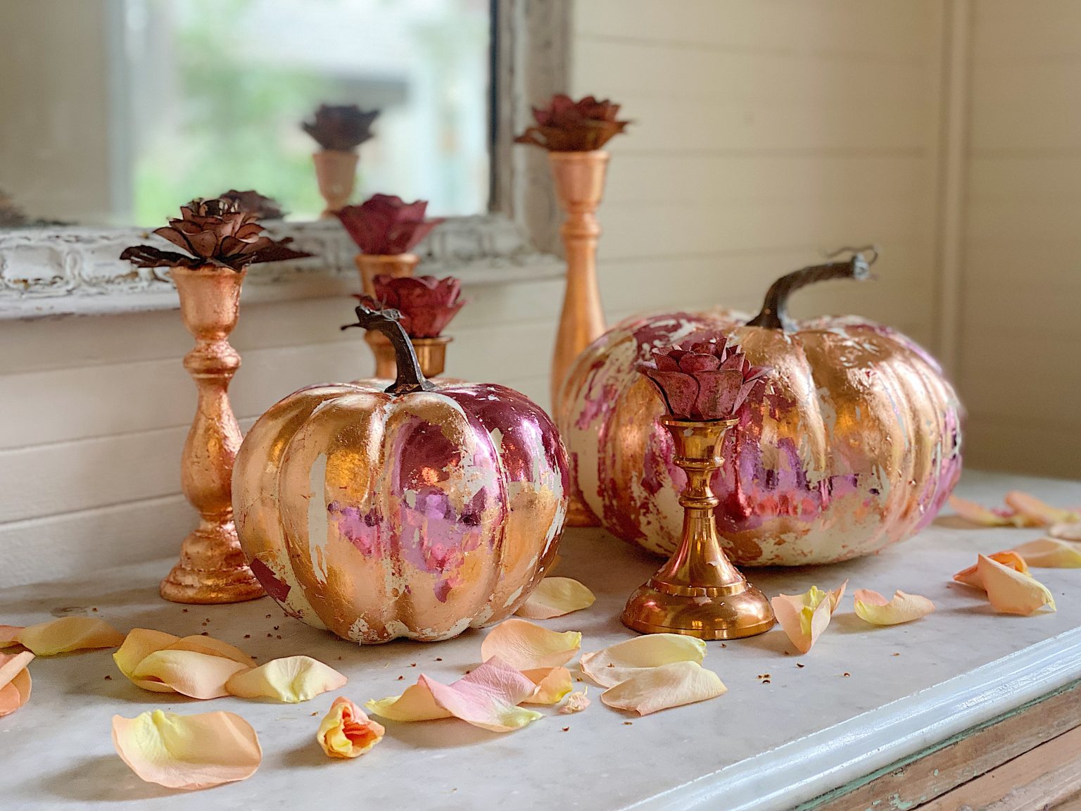 Fall Pumpkin with Metal Leaf