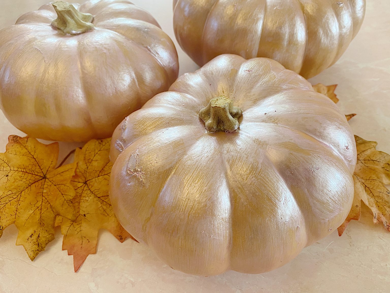 Pink Painted Cinderella Pumpkins.
