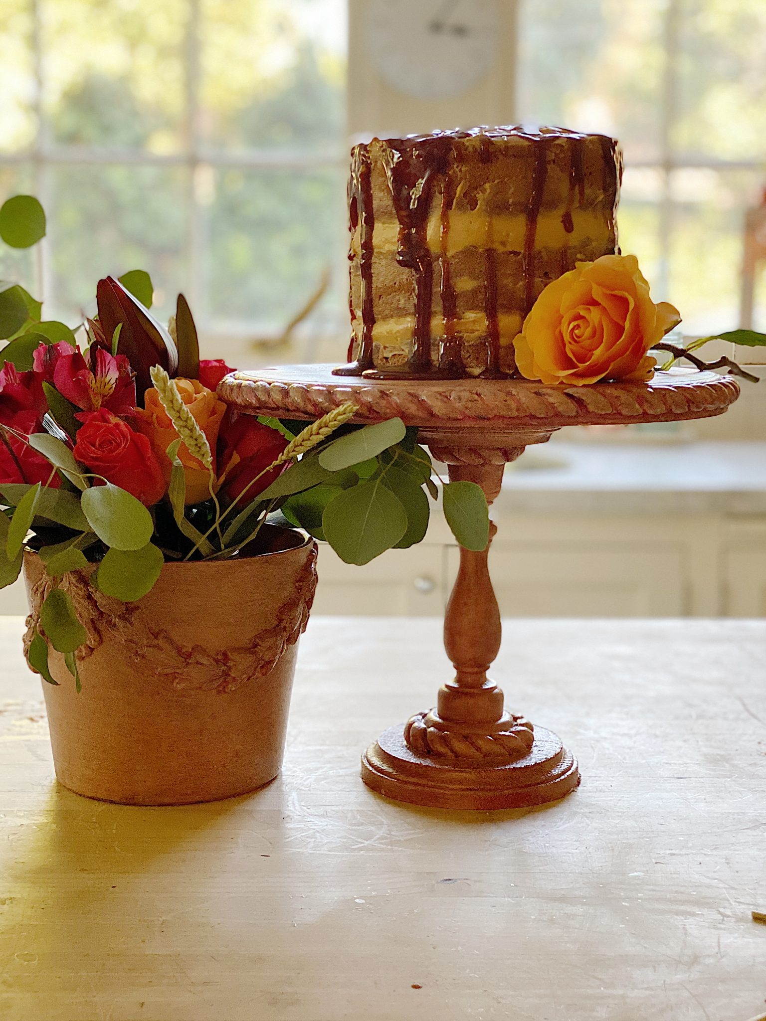 Salted Caramel Apple Thanksgiving Cake