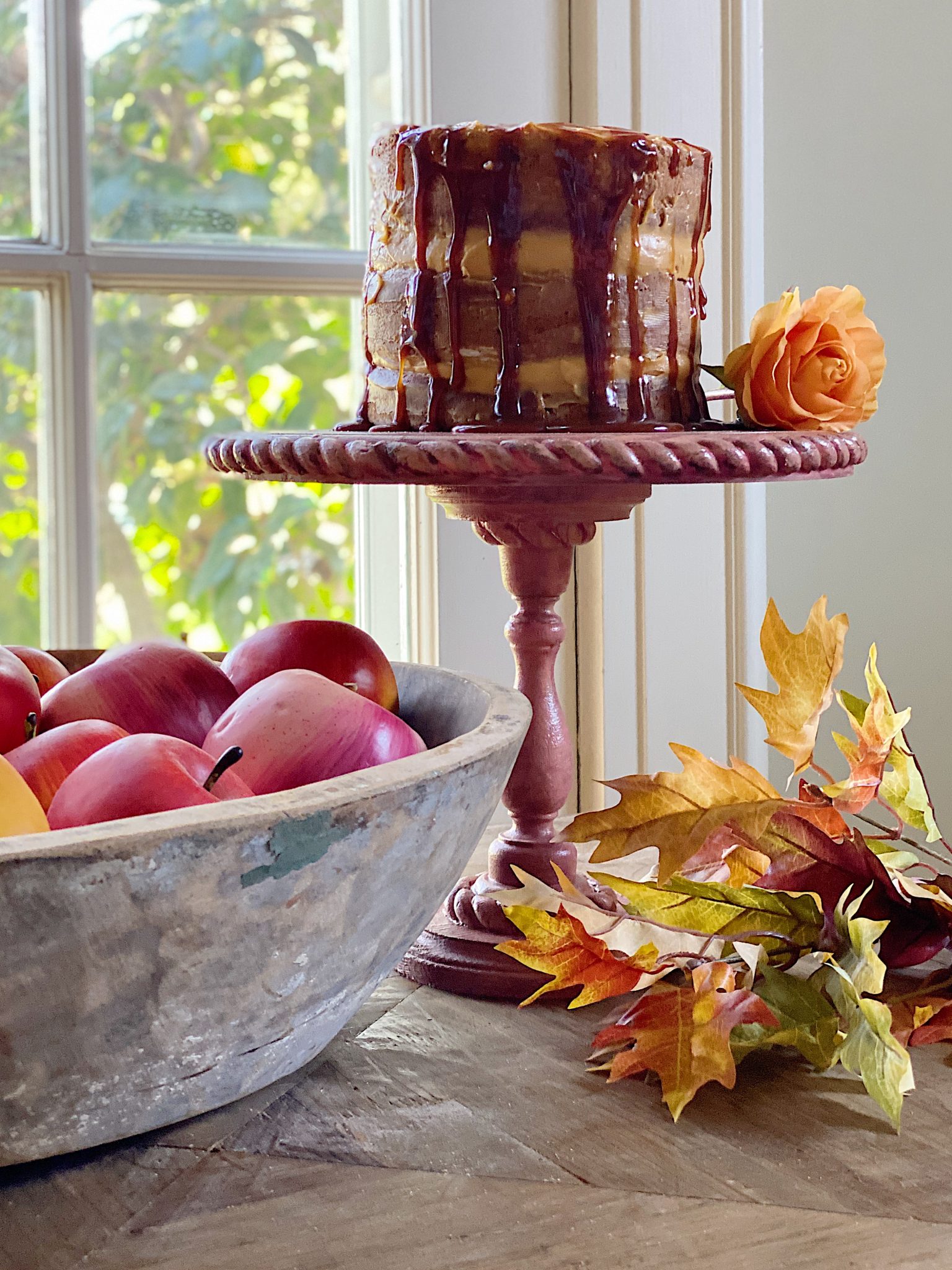 Salted Caramel Apple Thanksgiving Cake