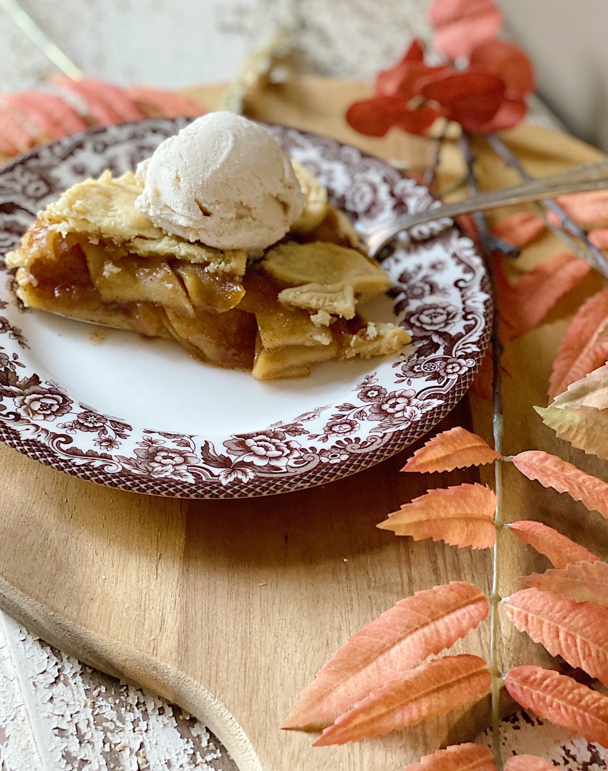 Warm Apple Pie Slice on a Plate