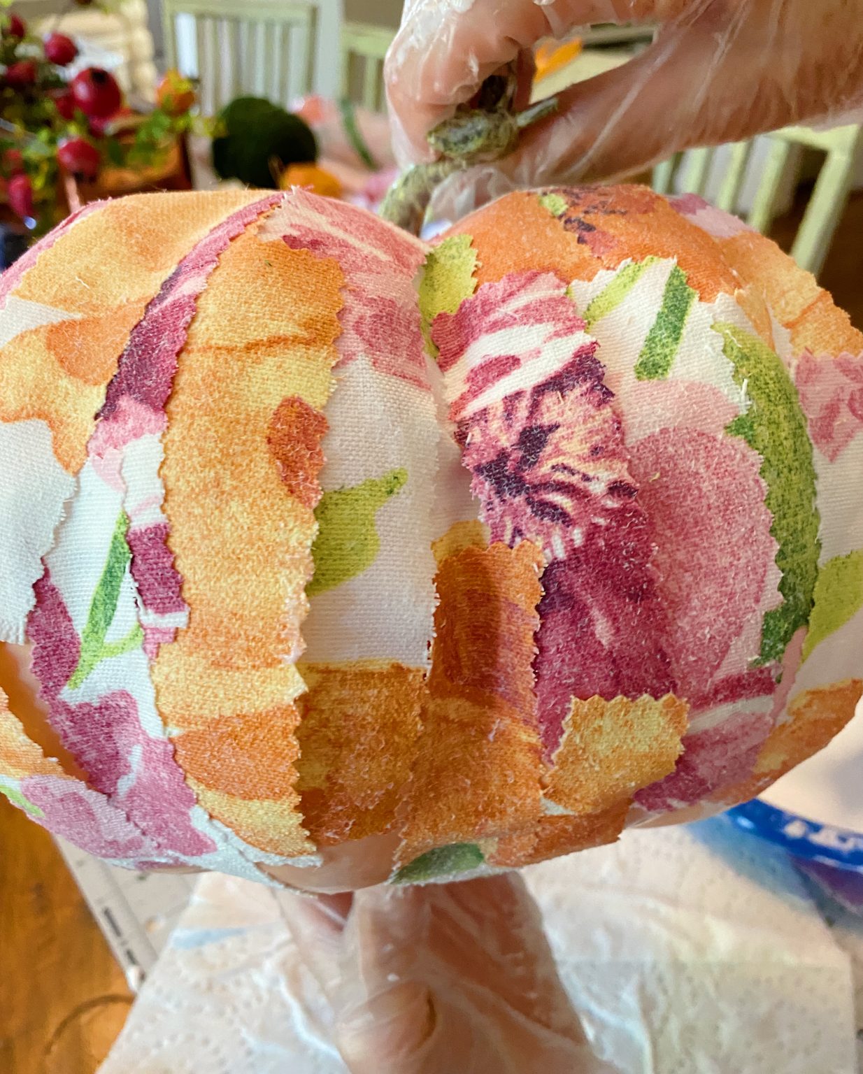 Fabric on Cinderella Pumpkin