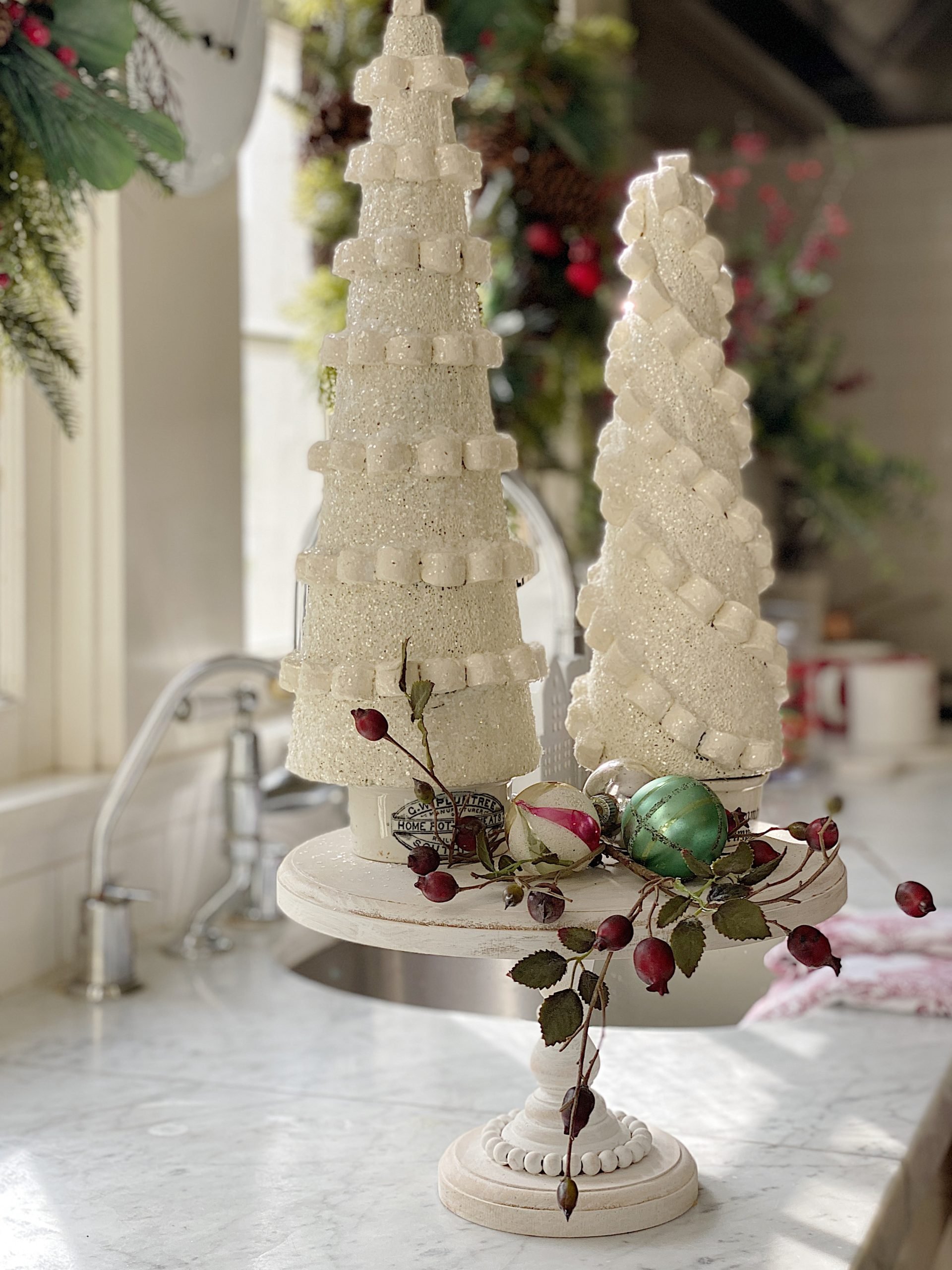 A Christmas Kitchen Celebration with Handmade Trees