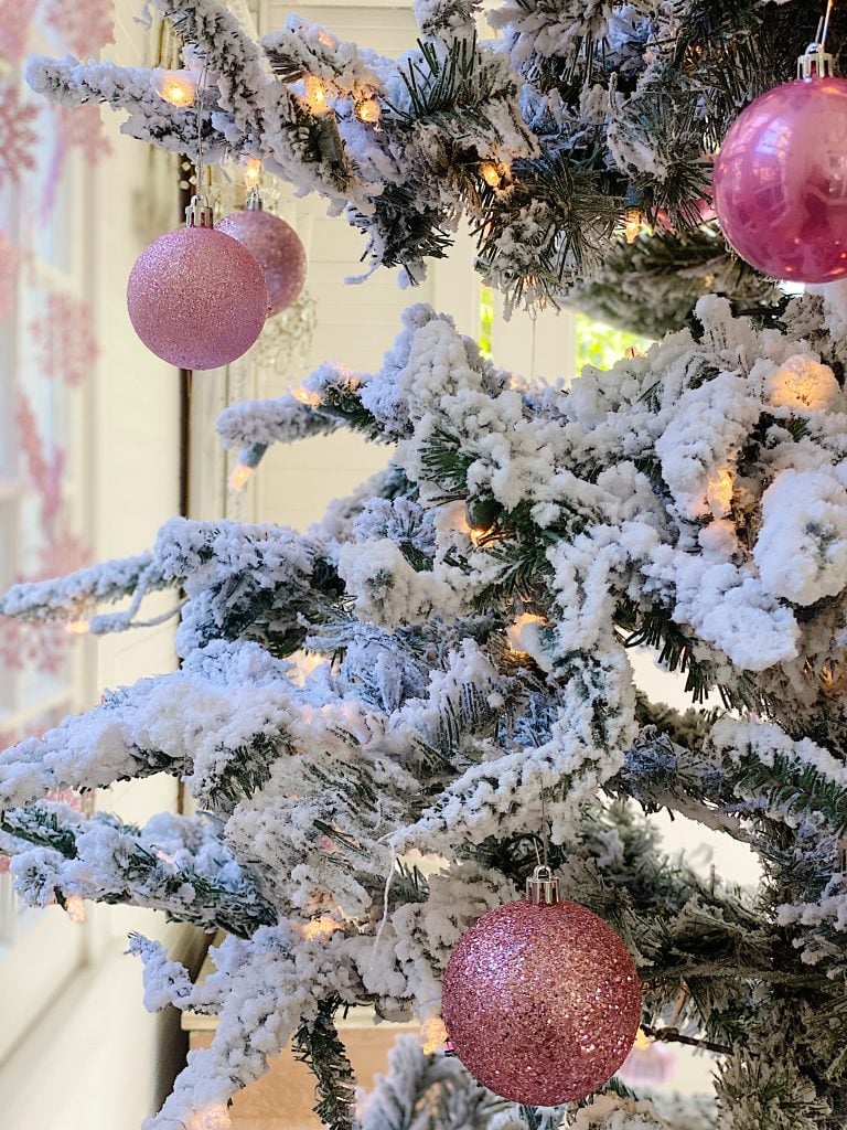 Pink Christmas Tree Glitter Ornaments