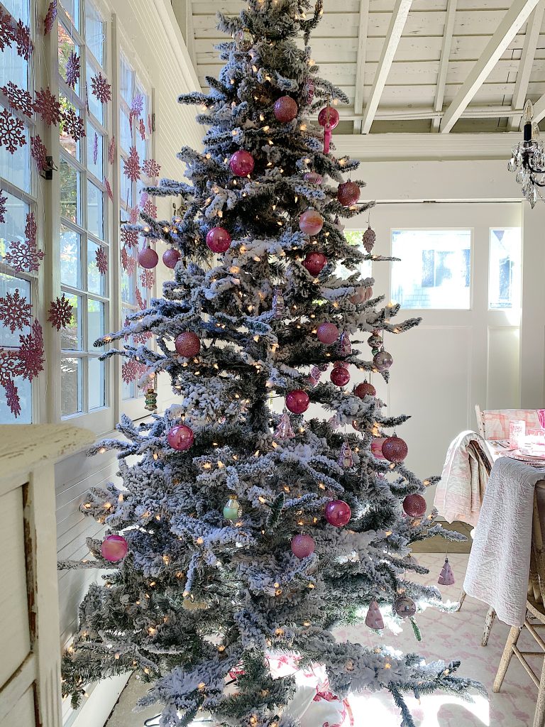 Pink Christmas Tree in the Carriage House