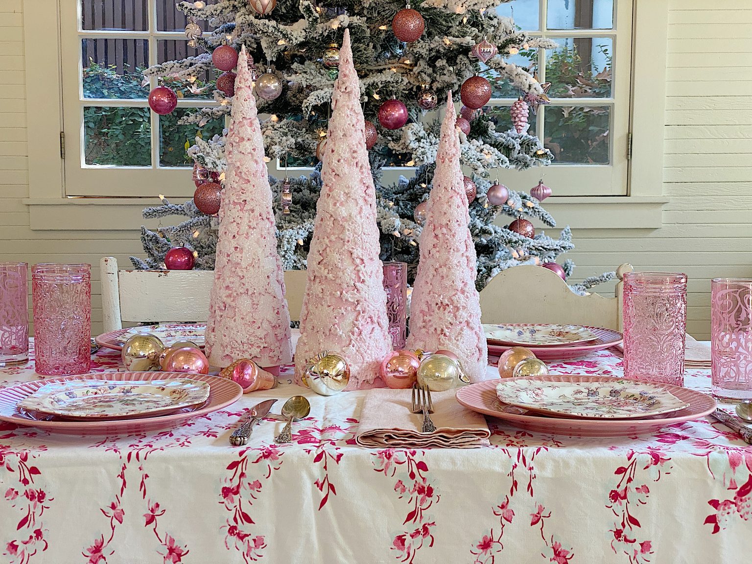 Pink Tabletop Christmas Tree DIY - MY 100 YEAR OLD HOME